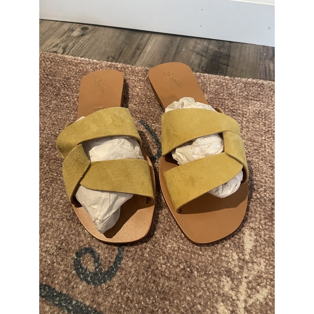Seychelles Mustard Yellow Suede Slide Sandals